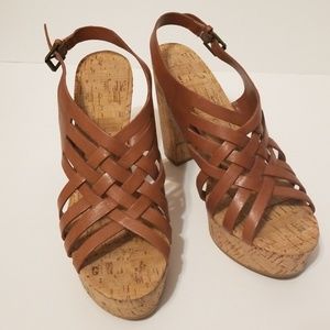 Lauren Ralph Lauren Brown Cork Heels 9.5